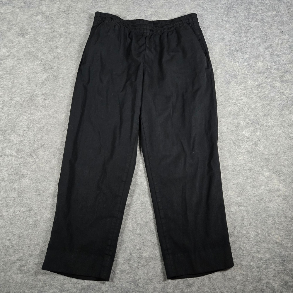 Everlane Womens Black 100% Wool Elastic Waist Straight Leg Pants 6